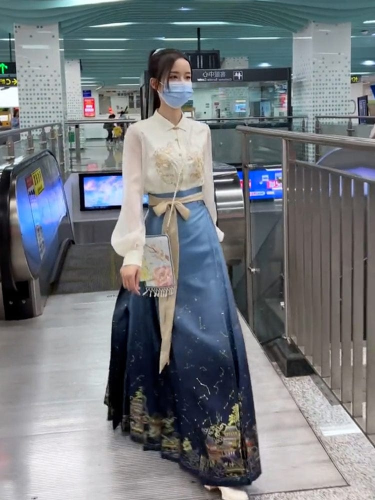 欣欣子 女装 【重楼玉钩】明制马面裙春夏日常汉服女