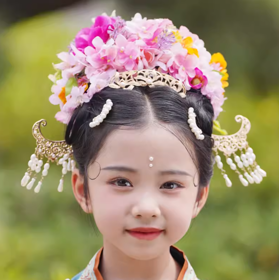 【桃红】宋制长褙子吊带百褶裙春夏演出服童装女