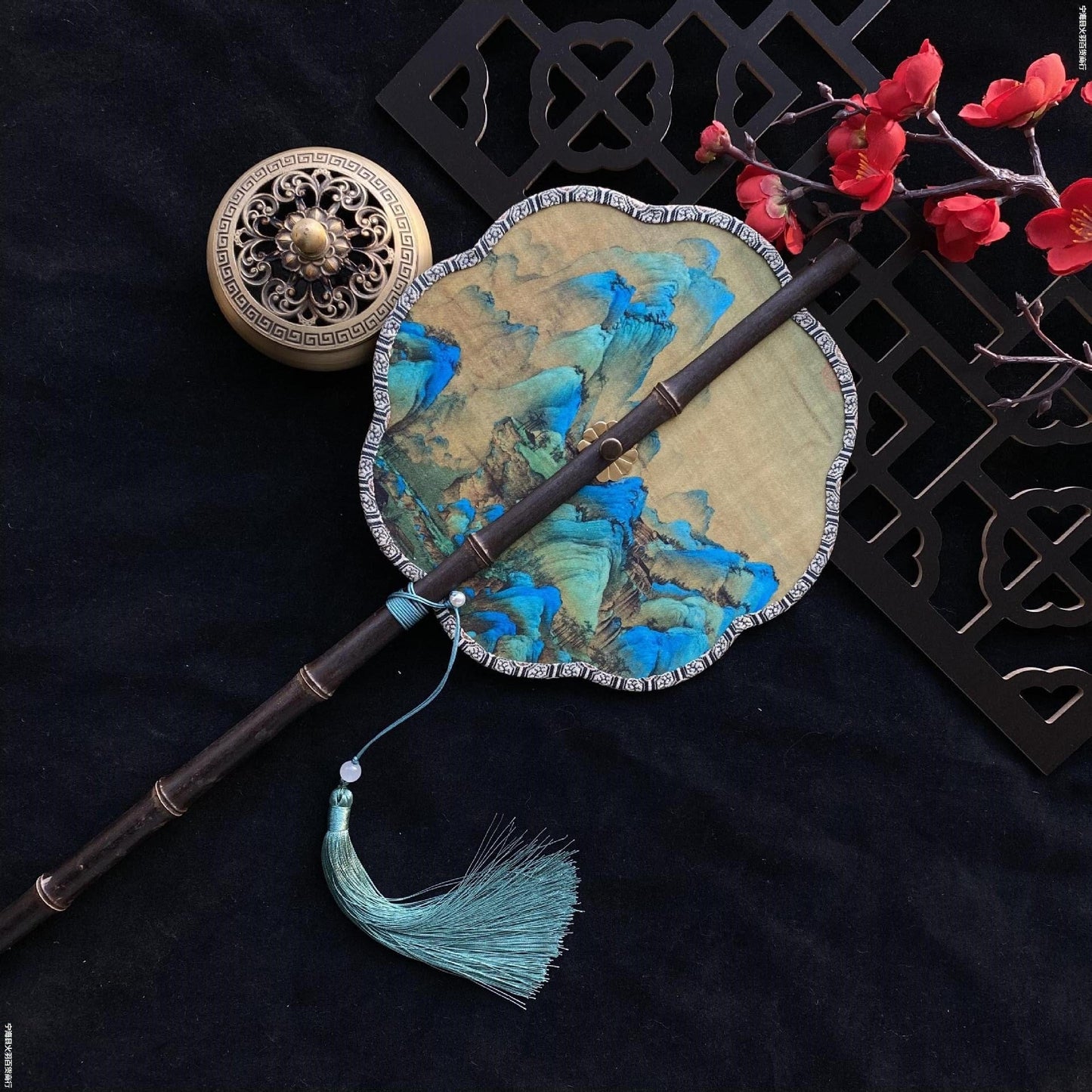 雪衣阁 SheyGo 配饰 千里江山 国风长柄可卷腰扇