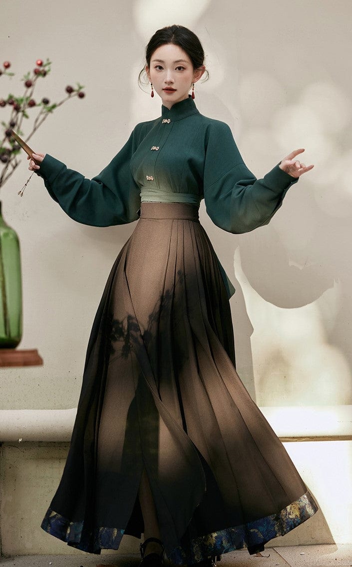 雪衣阁 SheyGo 女装 【柏酒浮春】汉元素呢子披袄立领对襟衫改良马面裙秋冬汉服女