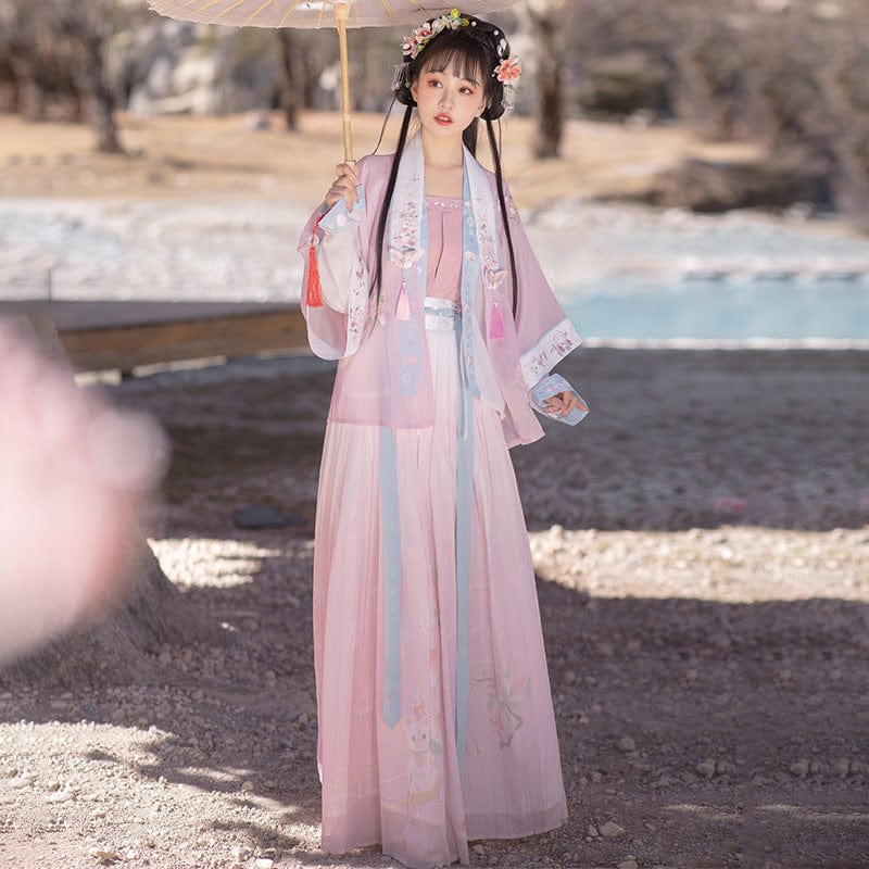 【桃气喵喵】宋制吊带里衣合领衫印花百褶裙春夏汉服女 – 雪衣阁 SheyGo