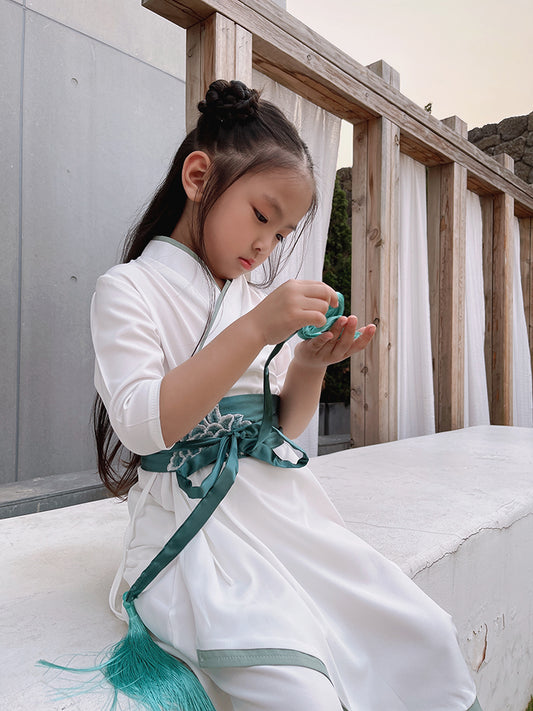 【江南烟雨】秦汉绣花腰封直裾春夏童装女