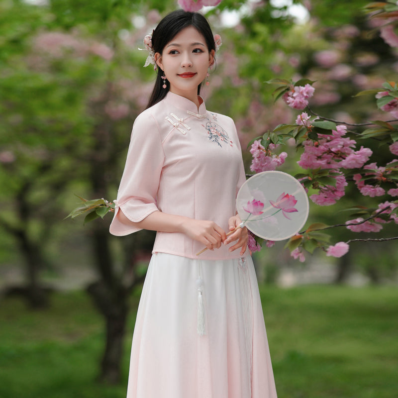 【繡韻凝芳】新中式提花短袖上衣半身裙春夏漢服女