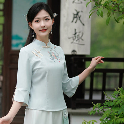 【繡韻凝芳】新中式提花短袖上衣半身裙春夏漢服女
