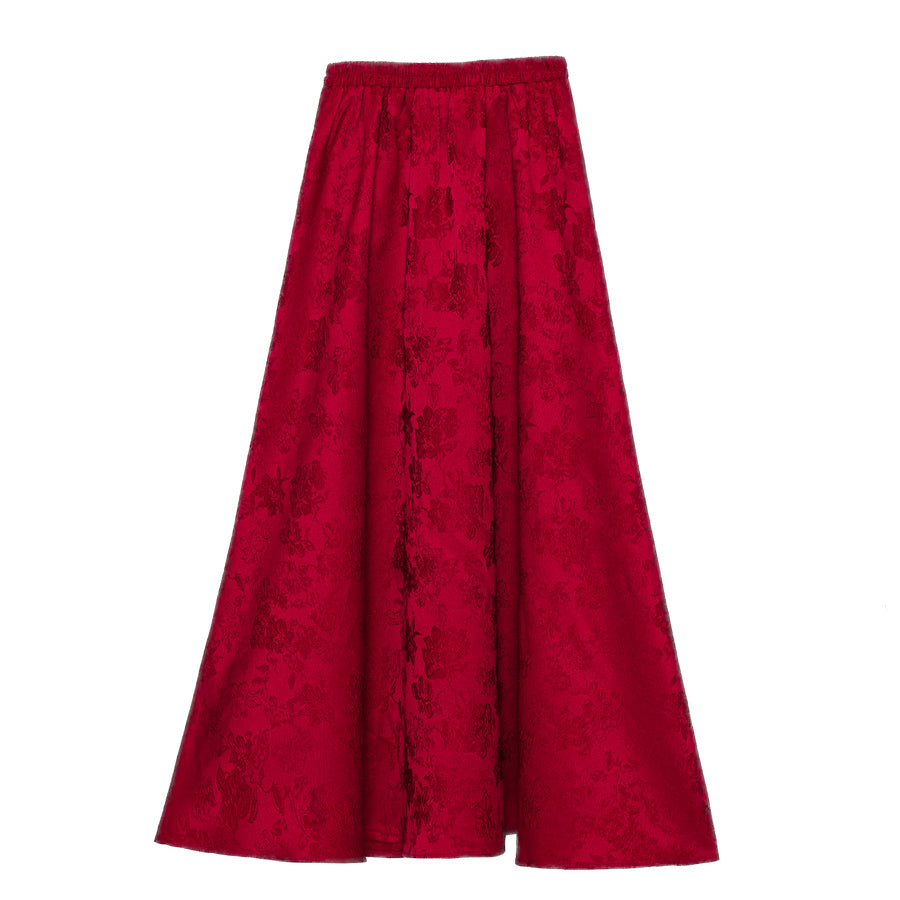 【紅薇凝香】新中式提花重工釘珠盤扣上衣淑女半身裙春秋訂婚敬酒服漢服女