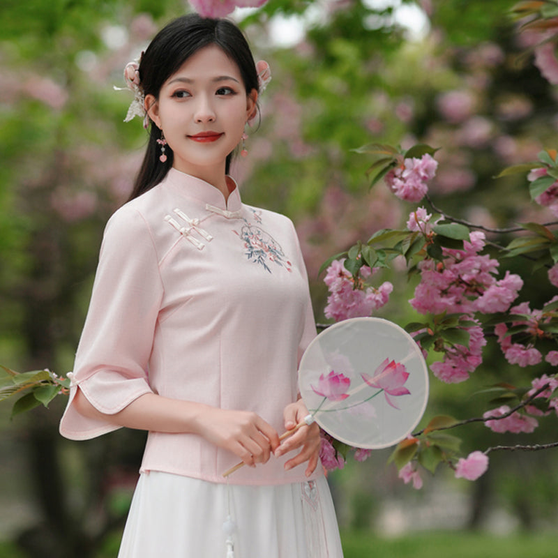 【繡韻凝芳】新中式提花短袖上衣半身裙春夏漢服女