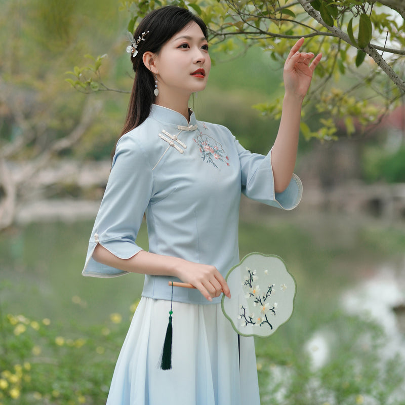 【繡韻凝芳】新中式提花短袖上衣半身裙春夏漢服女