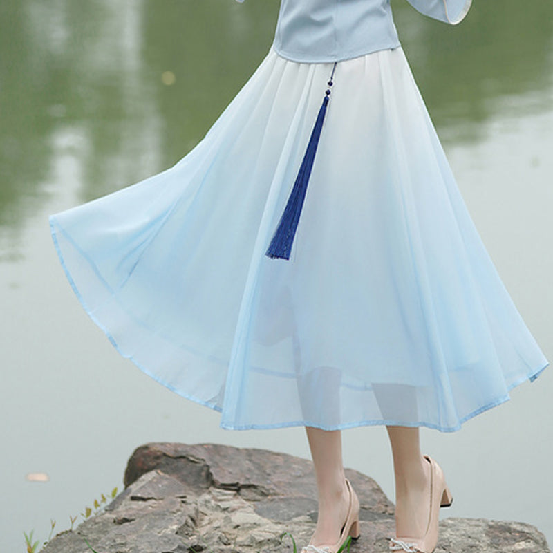 【繡韻凝芳】新中式提花短袖上衣半身裙春夏漢服女